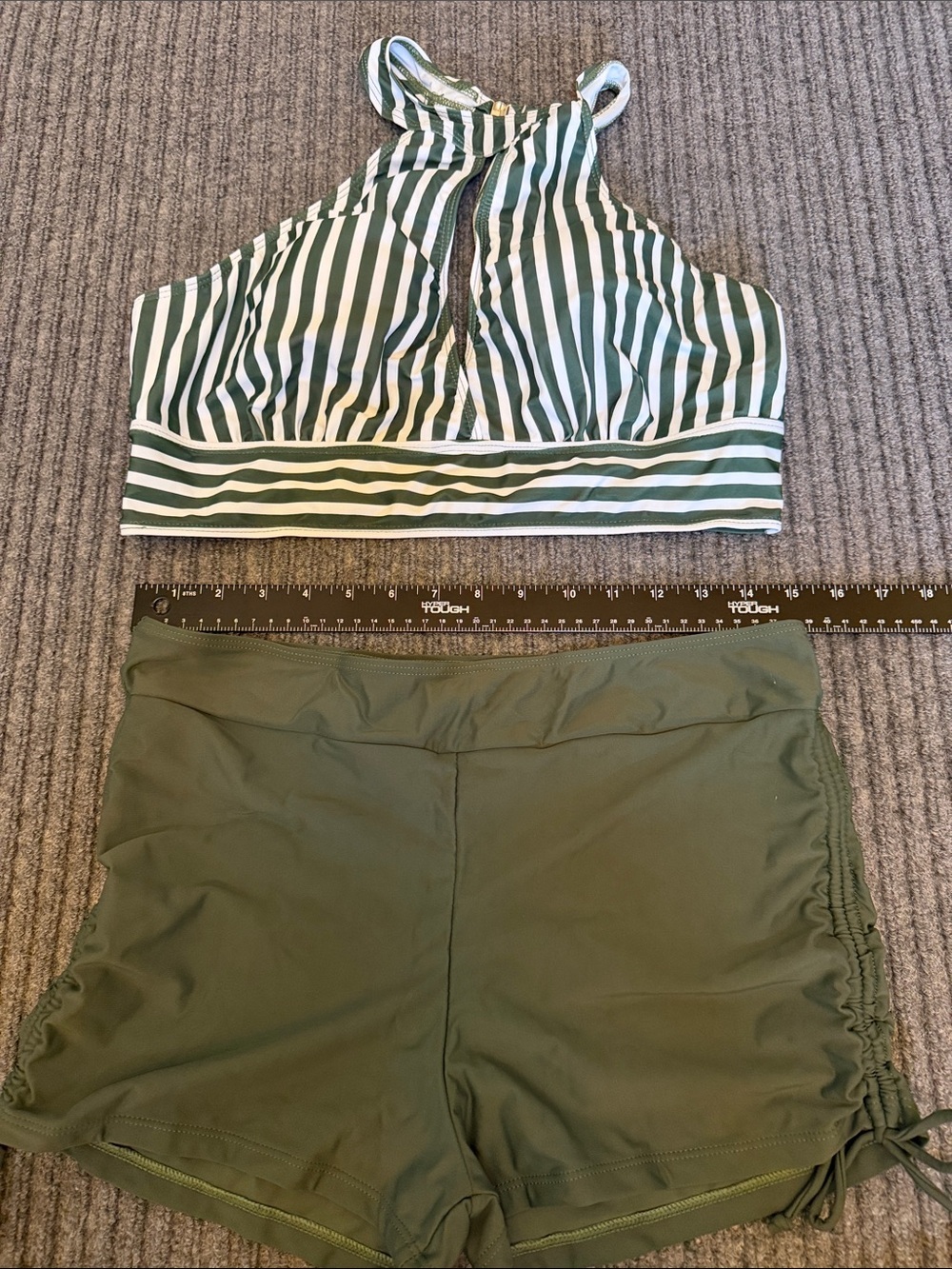 Women's High Waisted Striped Bikini Sets Two Piece Tank Top Large green stripes